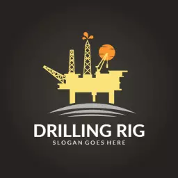 Bold Yellow Drilling Equipment with Modern Silhouettes Logo Template