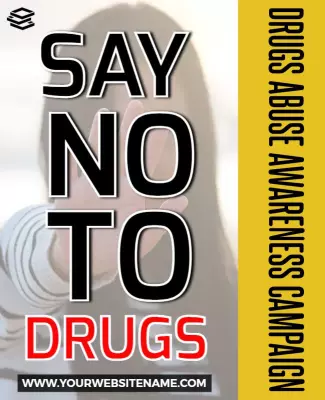 Bold Yellow Drug Abuse Awareness Campaign Poster Template