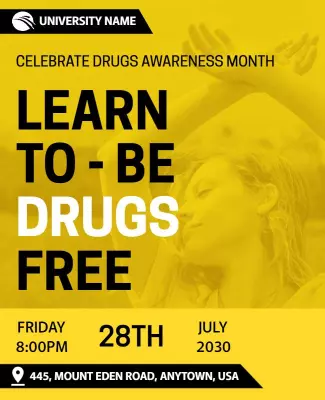 Bold Yellow Drug Awareness and Education Event Poster Template