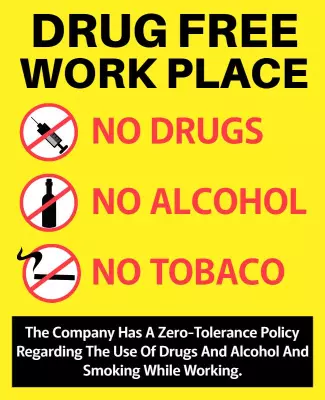 Bold Yellow Drug Free Workplace Safety Poster Template