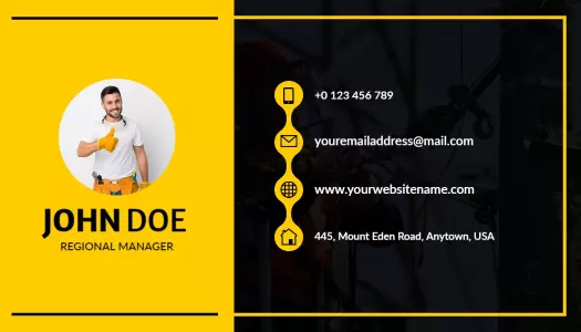 Bold Yellow Electrician Service Professional Business Card Template