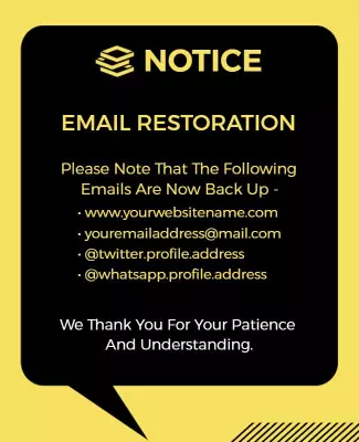 Bold Yellow Email Restoration Notice Poster Template