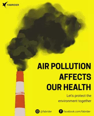 Bold Yellow Environmental Awareness Air Pollution Poster Template