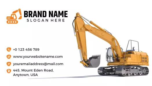 Bold Yellow Excavation Services Professional Visiting Card Template