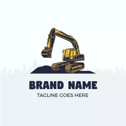 Bold Yellow Excavator Design Positioned for Construction Logo Template