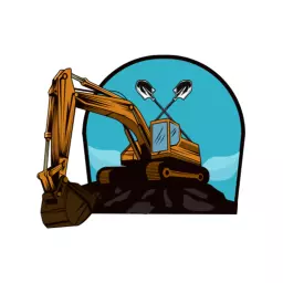 Bold Yellow Excavator Working in Mining Operations Logo Template