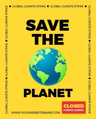 Bold Yellow Global Climate Strike Awareness Poster Template