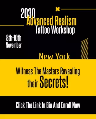 Bold Yellow Graphic Tattoo Workshop Secrets Poster Template