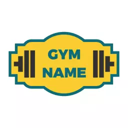 Bold Yellow Gym Badge Featuring Barbell Design Logo Template