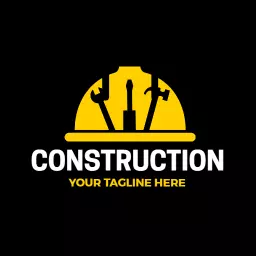 Bold Yellow Hard Hat Design Showcasing Construction Industry Logo Template