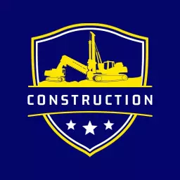 Bold Yellow Heavy Machinery in Vintage Construction Logo Template