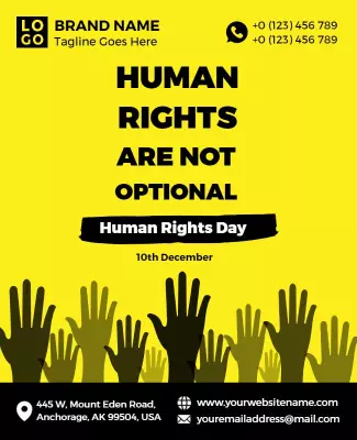 Bold Yellow Human Rights Awareness Day Poster Template