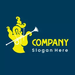 Bold Yellow Jazz Trumpet Design Celebrating Music Culture Logo Template