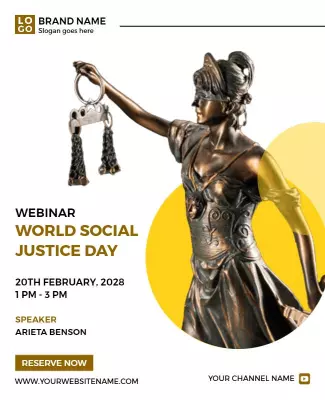 Bold Yellow Justice Theme Webinar Announcement Poster Template