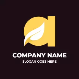 Bold Yellow Letter A with Leaf Symbolizing Growth Logo Template