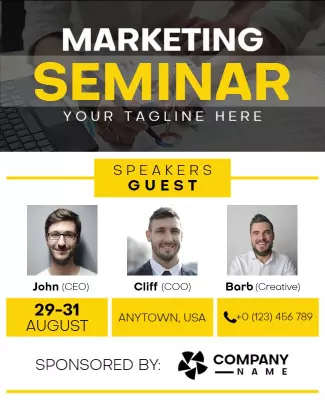 Bold Yellow Marketing Seminar Networking Event Poster Template