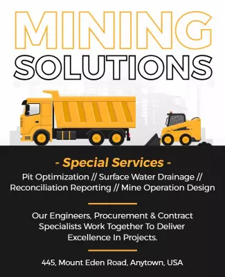Bold Yellow Mining Solutions for Special Services Poster Template