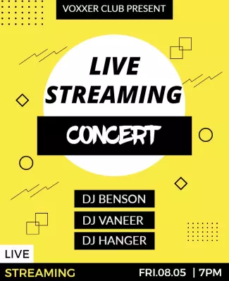 Bold Yellow Modern Live Streaming Concert Poster Template
