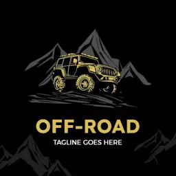 Bold Yellow Off-Road Vehicle Over Mountainous Terrain Logo Template