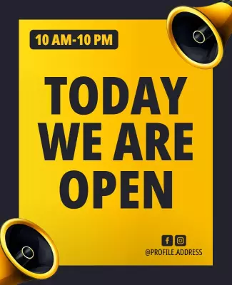 Bold Yellow Open Announcement Signage Poster Template