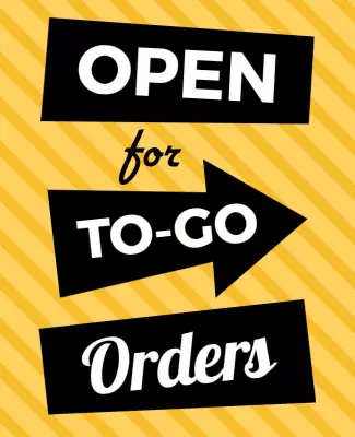 Bold Yellow Open for To-Go Orders Announcement Poster Template