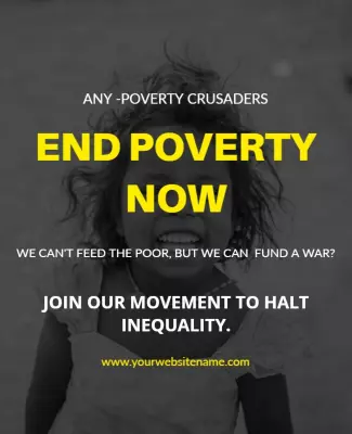 Bold Yellow Poverty Awareness Movement Poster Template