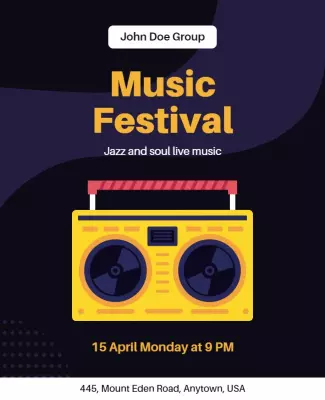 Bold Yellow Retro Jazz and Soul Music Festival Flyer Template