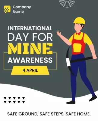 Bold Yellow Safety Awareness for Mine Safety Poster Template