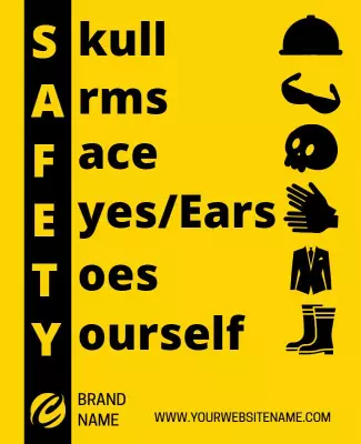 Bold Yellow Safety Awareness Workplace Guidelines Poster Template
