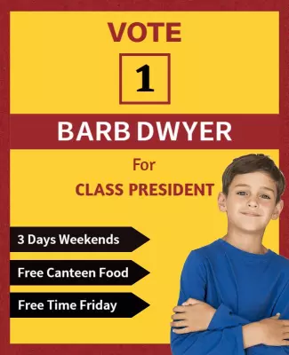 Bold Yellow School Election Campaign Poster Template