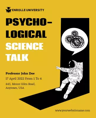 Bold Yellow Science Talk Poster Featuring Astronaut Design Template