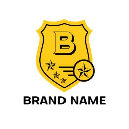 Bold Yellow Shield Design with Stars for Branding Logo Template