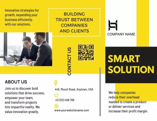 Bold Yellow Smart Solution Business Trust Brochure Template