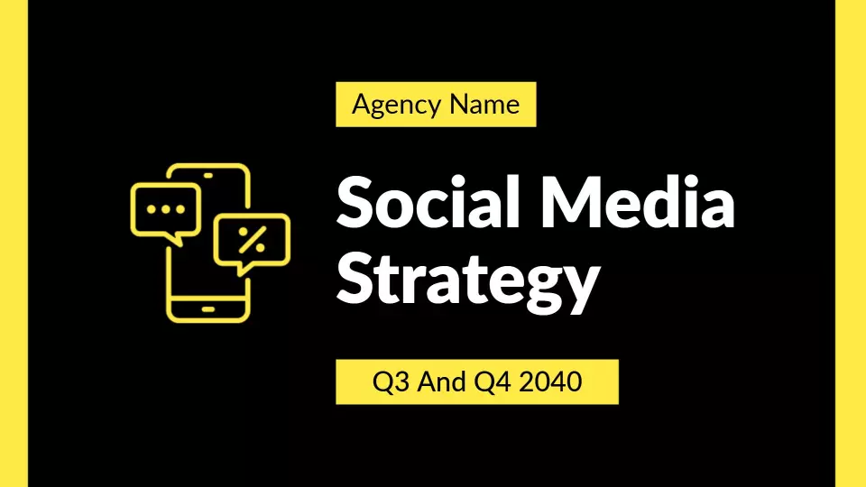 Bold Yellow Social Media Sales Strategy Overview Presentation Template