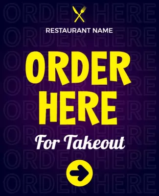 Bold Yellow Takeout Order Instructions Poster Template