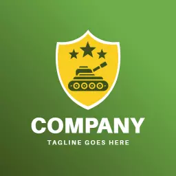Bold Yellow Tank Design Inside Protective Badge Logo Template