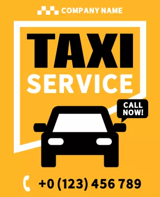 Bold Yellow Taxi Service Call Now Poster Template