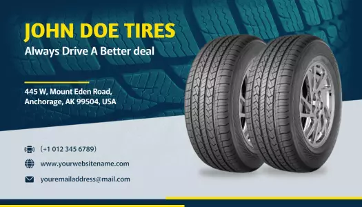 Bold Yellow Tire Shop Promotion Visiting Card Template