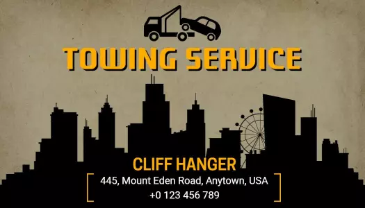 Bold Yellow Towing Service Professional Visiting Card Template