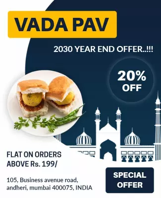 Bold Yellow Vada Pav Discount Offer Poster Template
