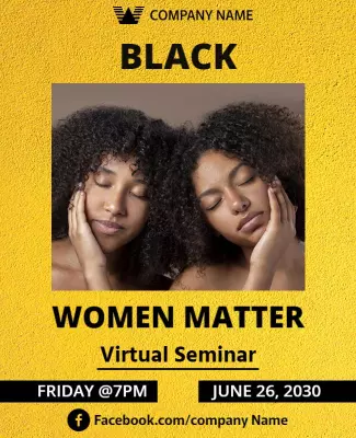 Bold Yellow Virtual Seminar on Women's Empowerment Poster Template
