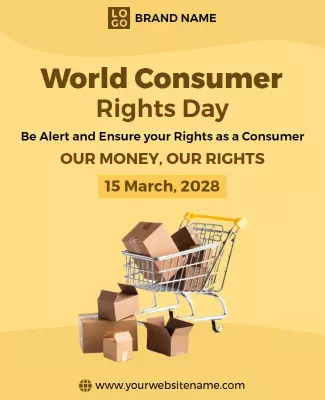 Bold Yellow World Consumer Rights Day Awareness Poster Template
