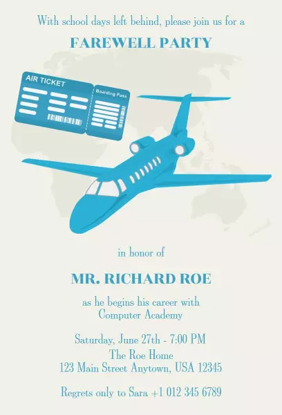 Bon Voyage Travel Theme Farewell Party Invitation Template