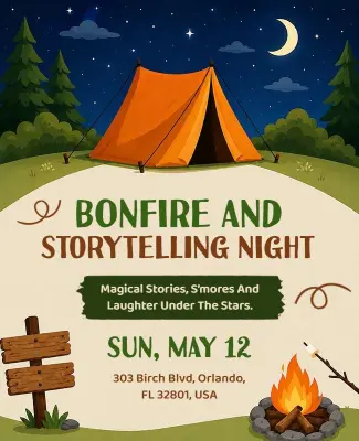 Bonfire and Storytelling Night Event Poster Template