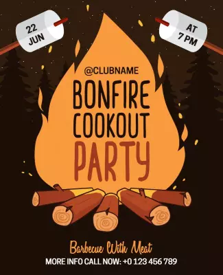 Bonfire Cookout Party Event Flyer Template