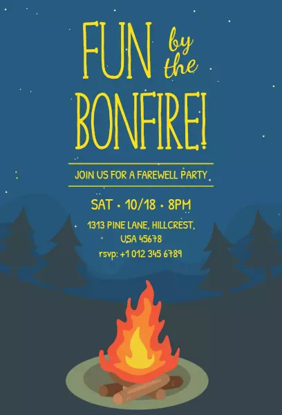 Bonfire Farewell Party Celebration Invitation Template