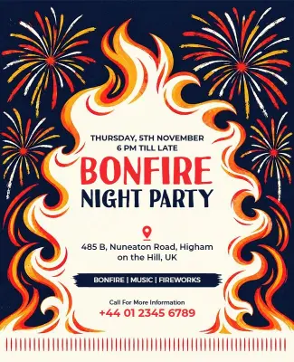Bonfire Night Celebration Party Flyer Template