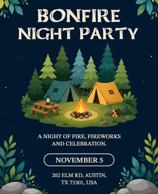 Bonfire Night Party Celebration Poster Template