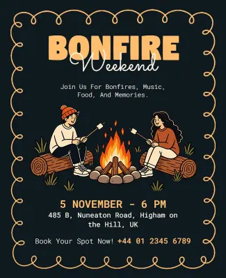 Bonfire Weekend Gathering Event Flyer Template