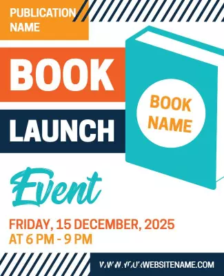 Vibrant Blue Book Launch Event Announcement Flyer Template